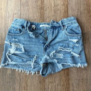 pacsun high rise festival ripped jean shorts